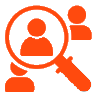 Icono de lupa sobre personas